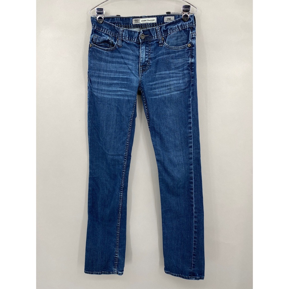 BKE Aiden Straight Men 29L X 33 Blue Jeans Medium Wash Stretch Denim Country
